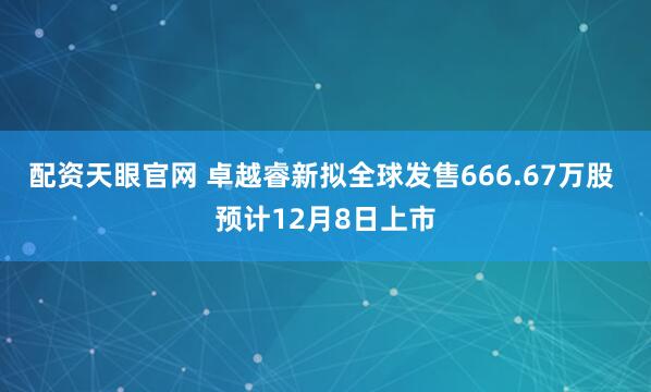 配资天眼官网 卓越睿新拟全球发售666.67万股 预计12月8日上市